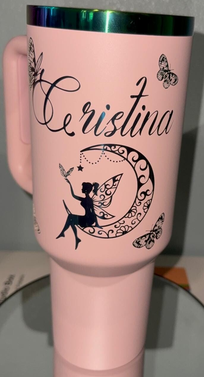 Fairy on the moon - 40 oz iridescent Bradley — Sakura Pink