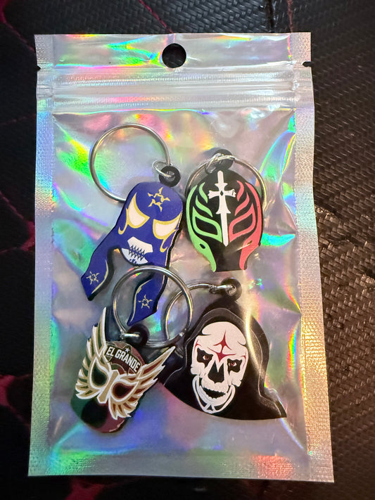 Lucha Libre Mask Keychain set of 4